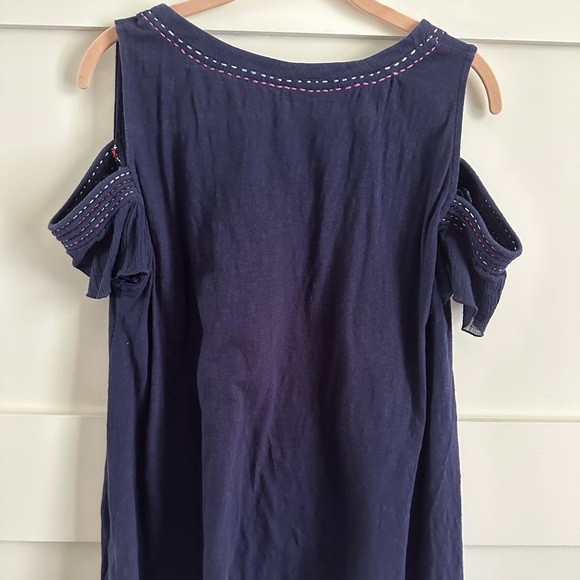 Anthropologie Akemi & Kin Salma Navy Blue Cold Shoulder Top - Picture 3 of 7